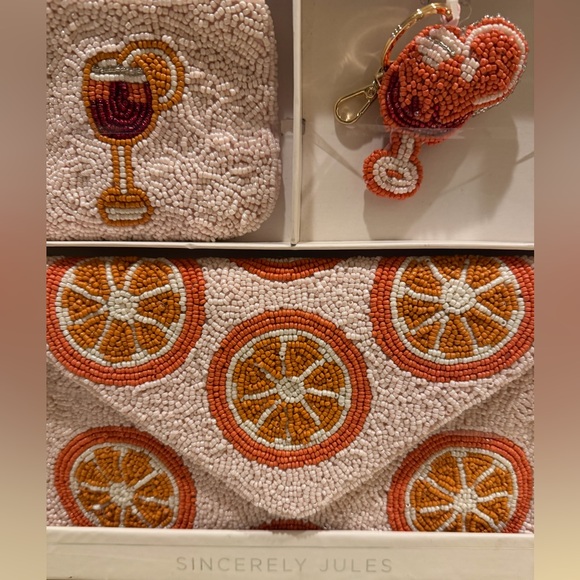Sincerely Jules Citrus Beaded Clutch Set in Orange and Pink - Picture 5 of 6